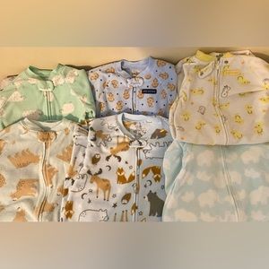 Carters fleece sleep blankets 0-9 months, normal wear from wash. Good condition